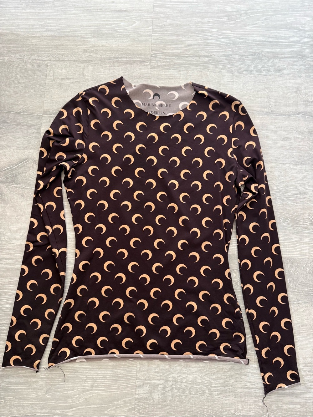 Marine Serre Brown Long Sleeve Crescent-Print Top